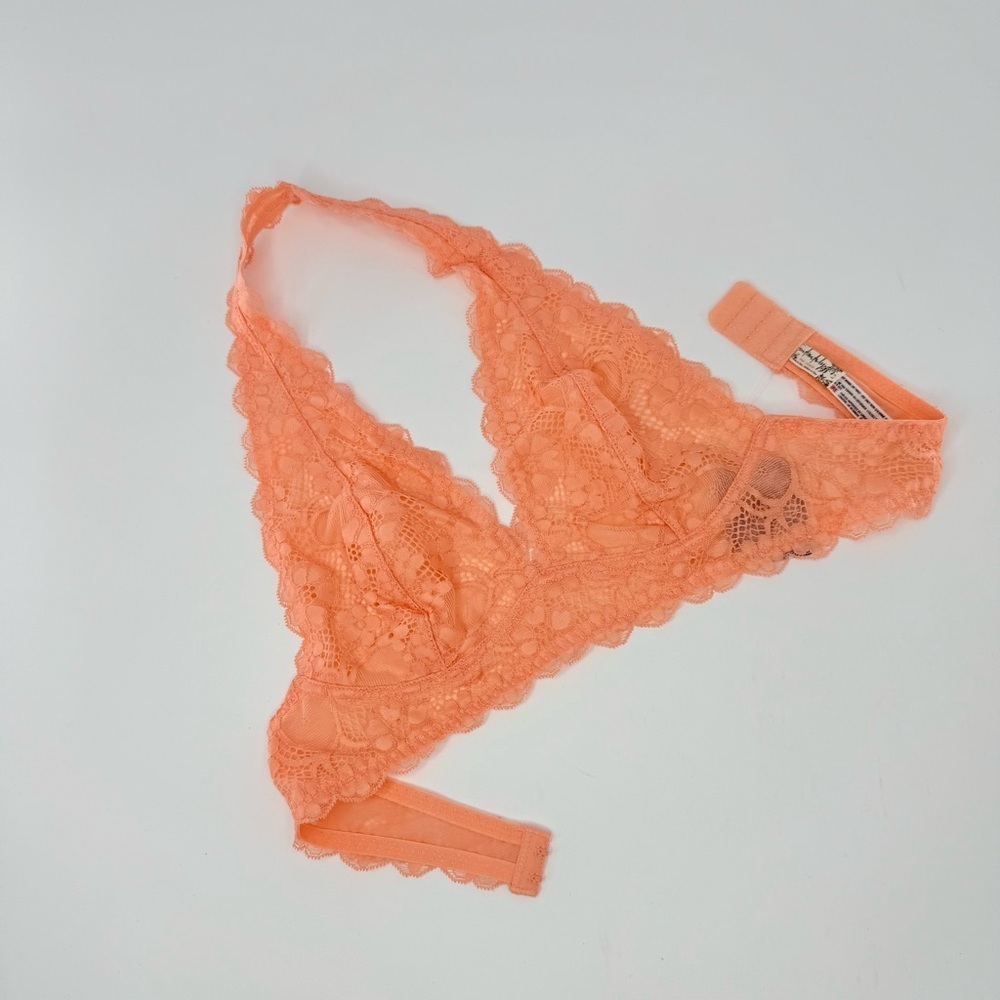 NWT Free People Galloon Lace Halter Bra in Light Orange Size Small